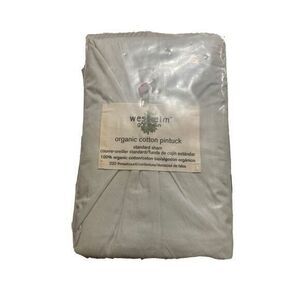 West Elm Green‎ Organic Cotton Standard Pillow Sham Sea Light Blue NEW